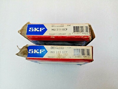 QTY.2 NU 211 ECP Cylindrical Roller Bearings SKF NU211ECP 55X100X21mm LOT OF 2