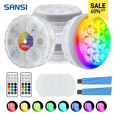 SANSI LED Pool Lights Swimming Lamp 4 Pack RGB Color Changing Underwater Remote 