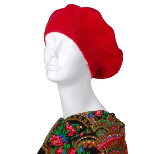 3224 Wool Beret Hat Tartan Check Leather Sweatband Kr9539 (red) Wool Beret Hat Tartan Check Leather Sweatband – WITHMOONS main image 3