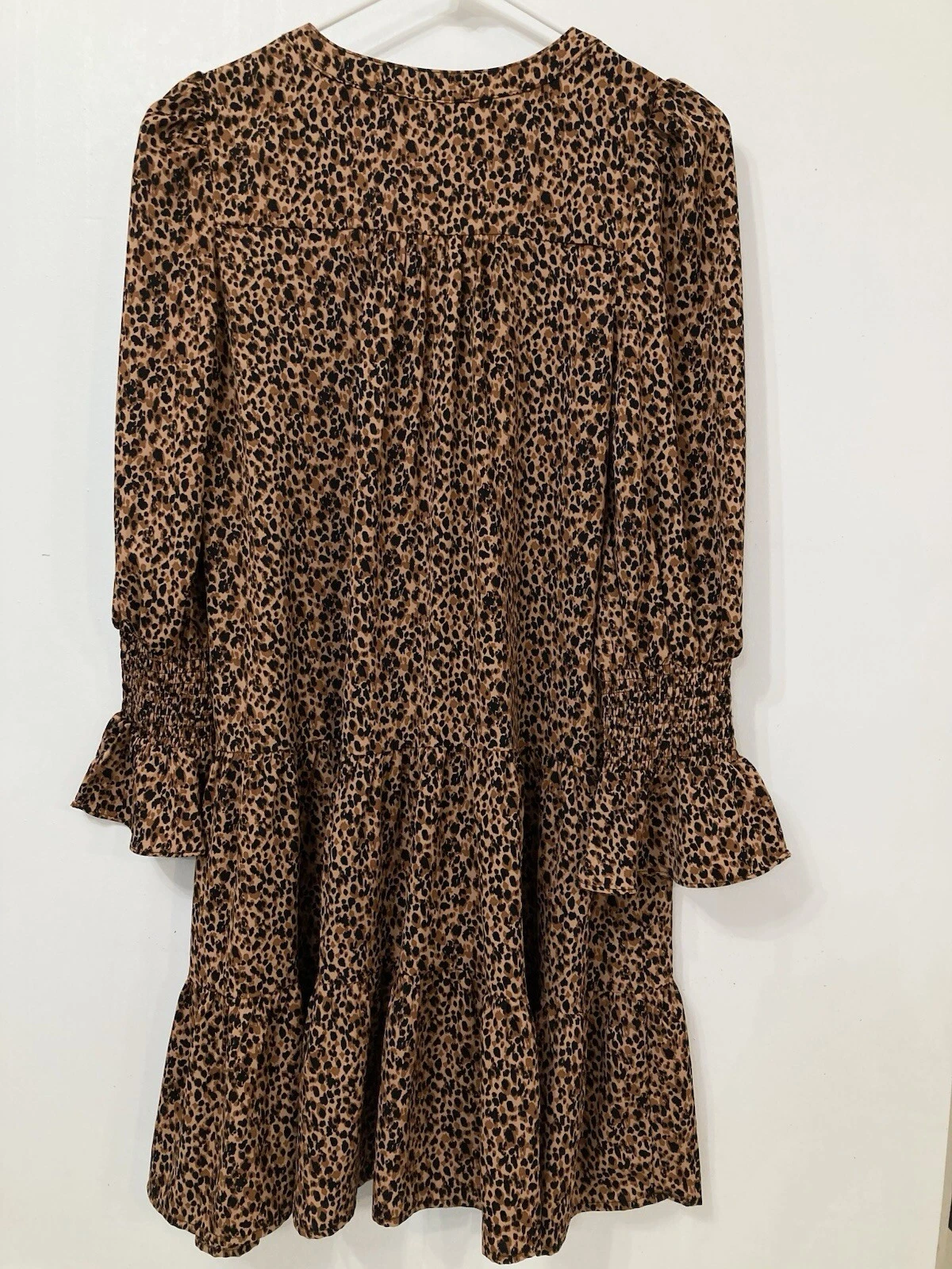 Abito Kenzo leopardato Tuckernuck Pomander Place taglia XS scollo a V a strati marrone