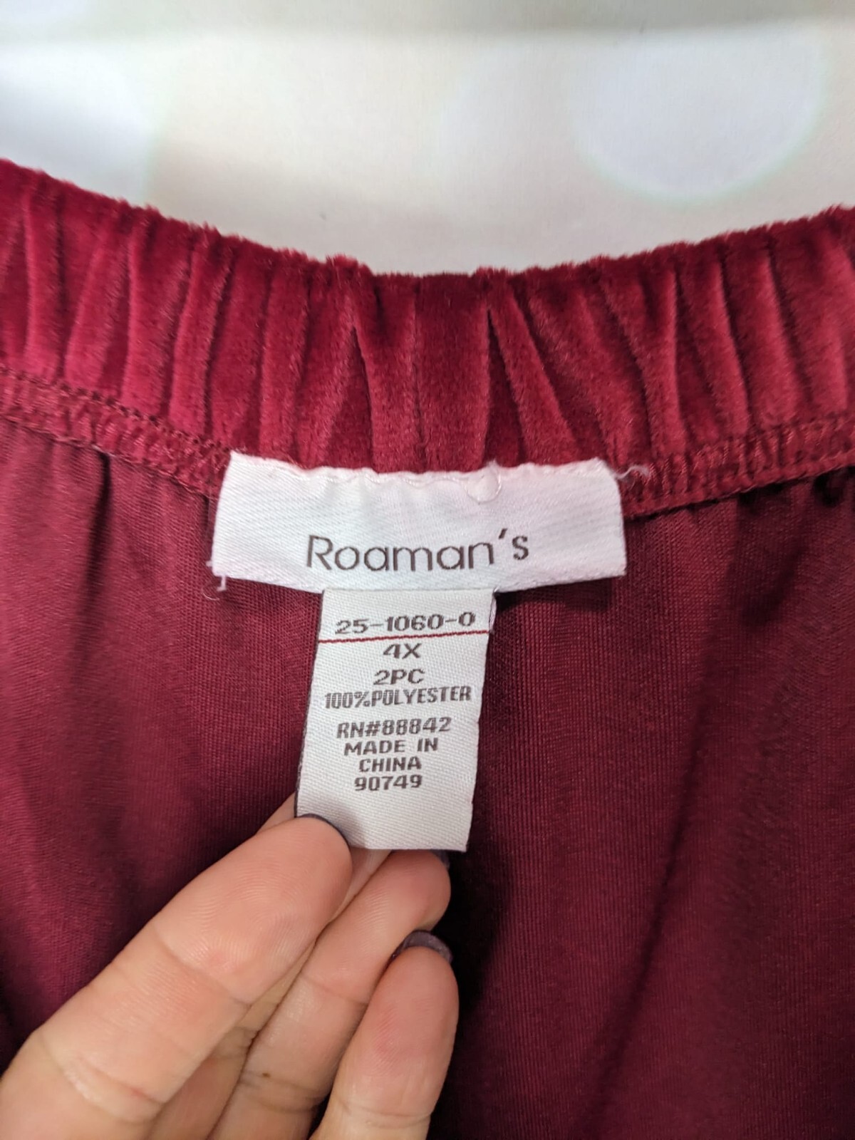 Roamans Women's Solid Red OR Gray Microfiber Velv… - image 7