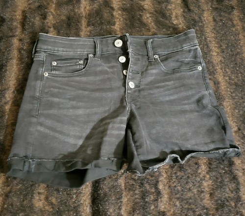 Black Denim Midi Jean Shorts | eBay