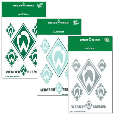 Aufkleber Raute SV Werder Bremen 6 tlg Silber Grün Weiß innen außen 6er Auto SVW