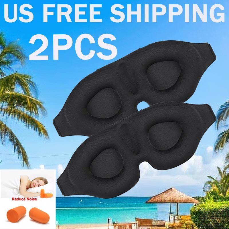 2PACK Sleep Eye Mask for Men Women, 3D Contoured Cup Sleeping Mask & Blindfold
