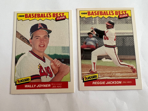 (2)1986 FLEER BASEBALL'S BEST SLUGGERS VS. PITCHERS REGGIE JACKSON#18/JOYNER #19