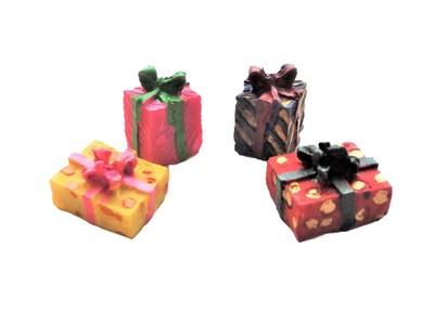 Miniature Dollhouse ~ Set of 12 1/" Foil Wrapped CHRISTMAS Tree Presents Gifts