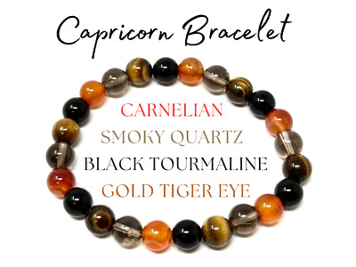 Capricorn Zodiac Bracelet: 8 mm Natural Crystal Beads (Capricorn Birthstone)
