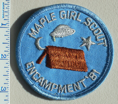 VINTAGE GIRL SCOUT PATCH - Maple Girl Scout Encampment '81 - tent, nighttime sky