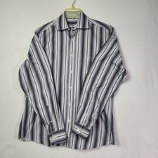 Tailorbyrd Shirt Mens Button Down Size L Long Sleeve Black White Flip Cuff