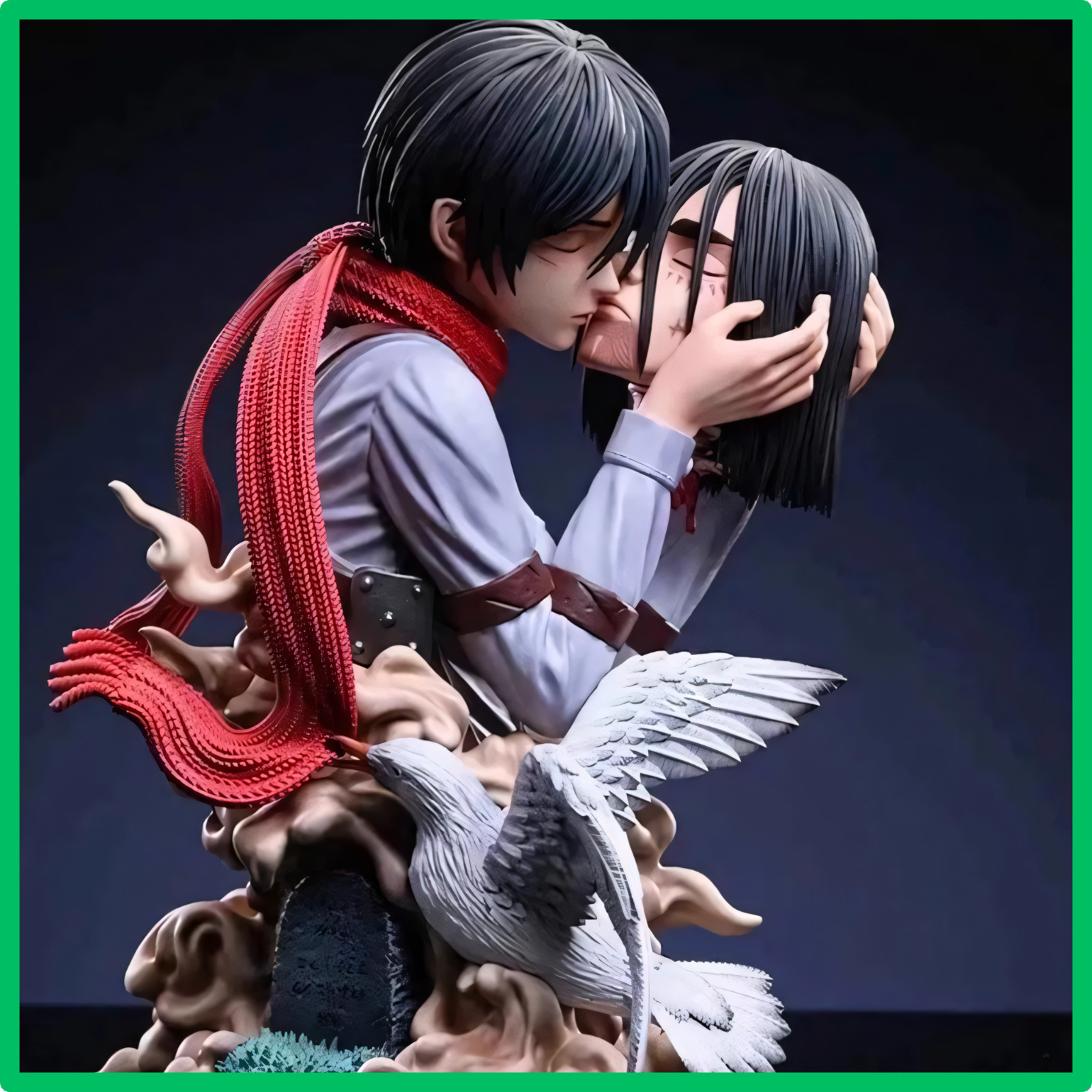 ✅ Figurine Attack on Titan Mikasa & Eren 22cm PVC Statue Anime Collection Neuf