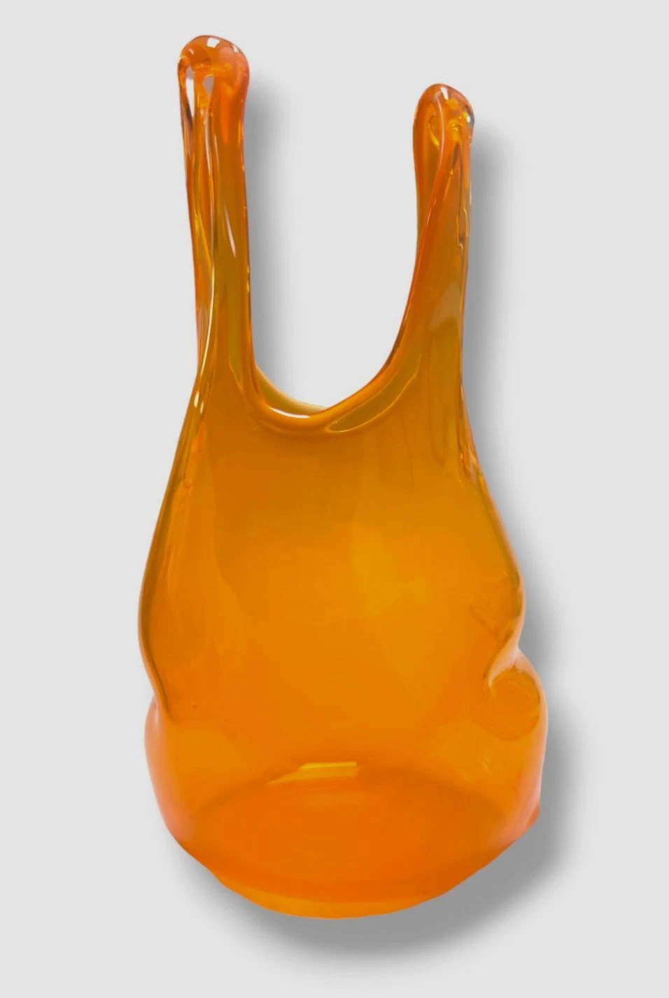 $285 Anne Donzé et Vincent Chagnon Orange Blown Glass Bag Shaped Vase