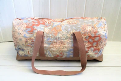 sac de voyage vintage FRANCOISE SAGET en tissu motif floral avec simili cuir - Photo 1/3