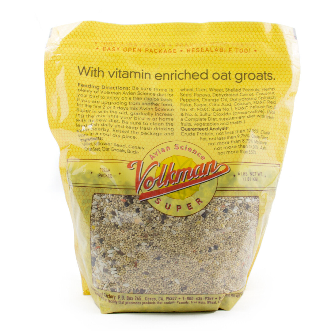 Volkman Avian Science Super Cockatiel No Sunflower 4lbs Bird Seeds 2 