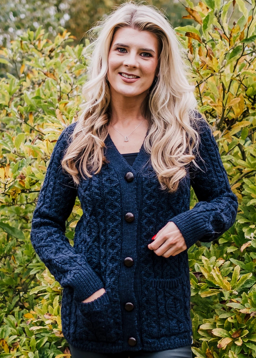 Ladies Leather Buttons Cardigan