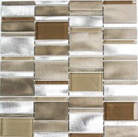 Mosaik Fliese Aluminium Kombination Glasmosaik Beige Braun KüChenrüCkwand M ...
