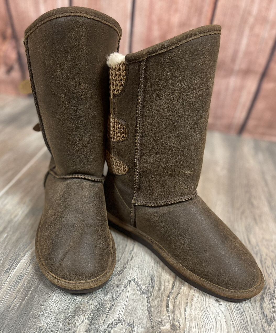 BEARPAW WOMENS BOSHIE LEATHER BOOTS 
