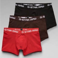 G-Star Raw Men's 3 Pack Boxer Briefs Red Black Brown New