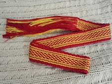 SALE!! 20192435 Powder horn strap belt red and yellow cotton 33" long x 1 3/8"