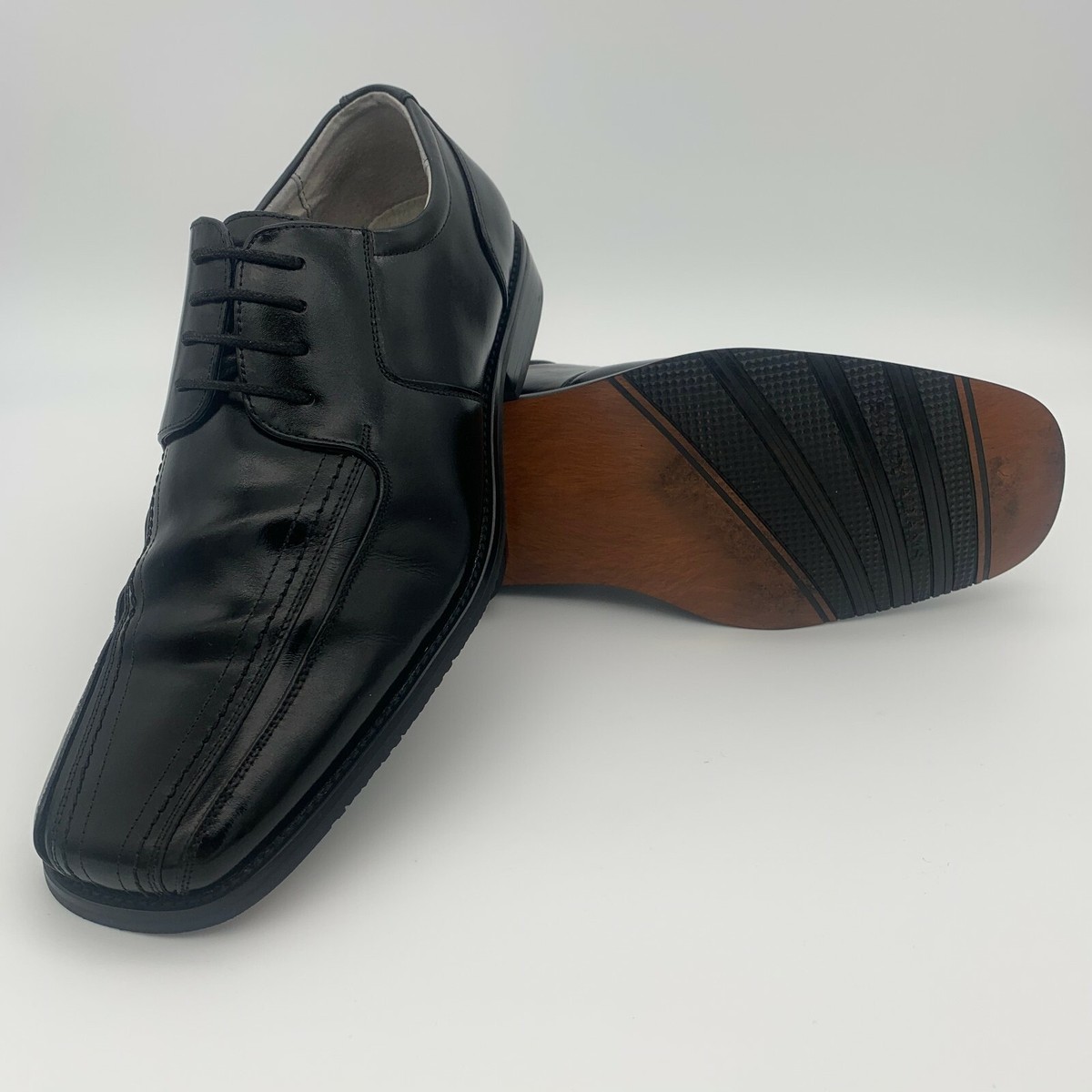 Stacy Adams Black Leather Oxford Square Bicycle Toe Dress  display picture 1
