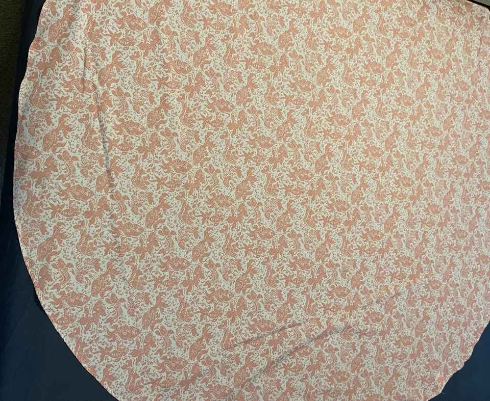 Tablecloth Tommy Hilfiger burnt coral Koi Fish pattern Round 70” Summer - Image 4 of 4