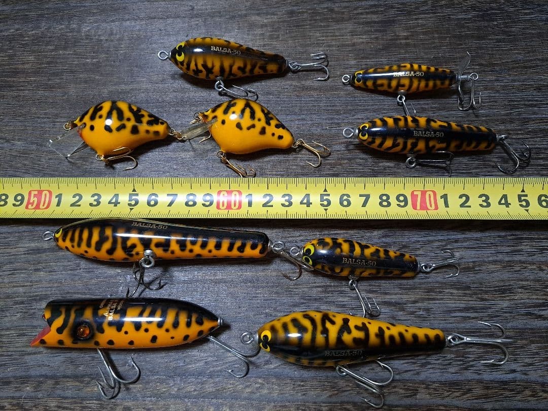 Fished, unused, in good condition, Balsa 50 Yellow Dog, set of 9 - Image 8