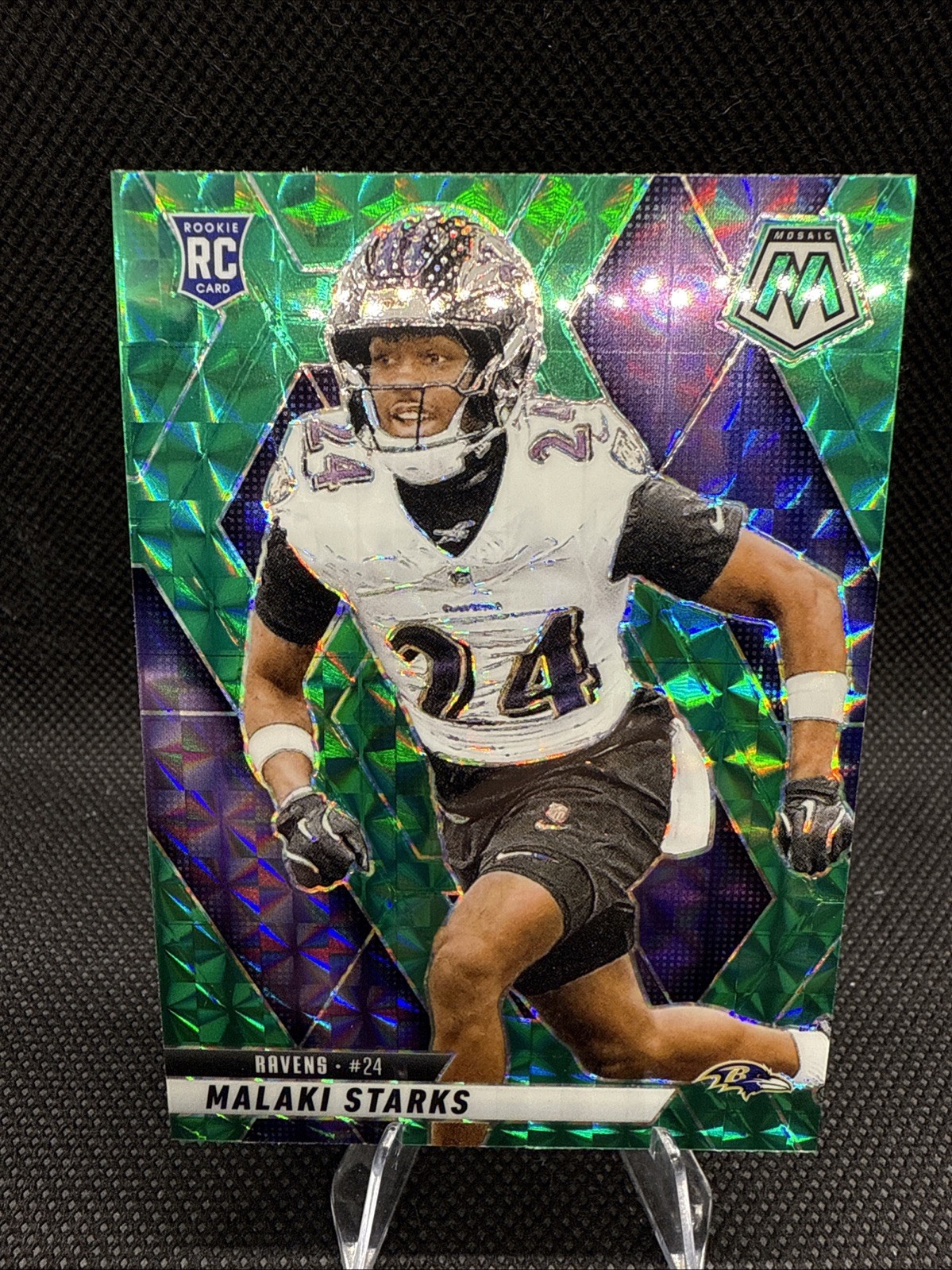 2025 Panini Mosaic - Malaki Starks - Rookie Green Prizm #347 - Ravens