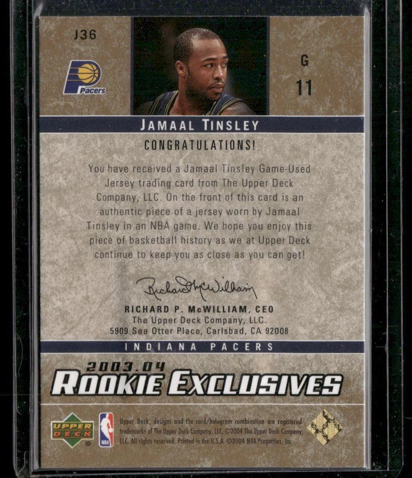 2003-04 Upper Deck Rookie Exclusives #J36 Jamaal Tinsley Jersey - Image 2 of 2