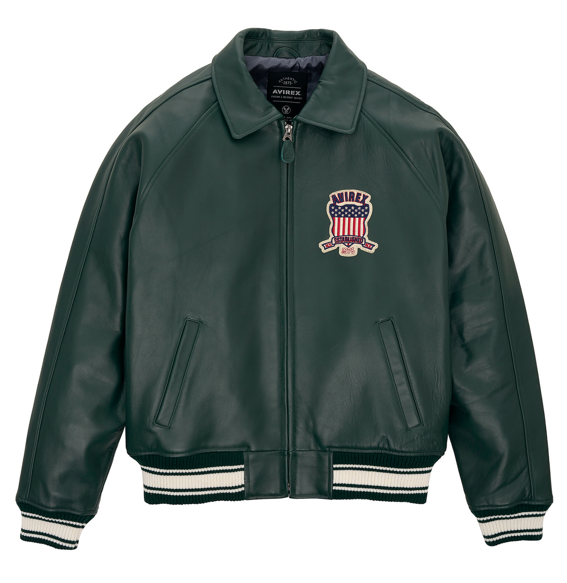 Avirex Men's Green Bomber Jacket – Soft Real Leather American