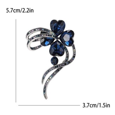 Fashion Crystal Four Leaf Clover Brooches For Women Clothing Coat Accessries ON