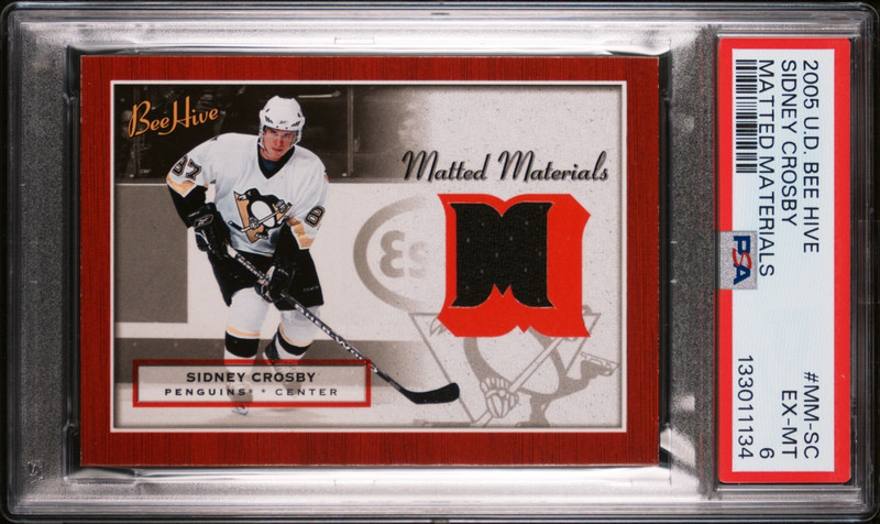 2005 Upper Deck Bee Hive Sidney Crosby Matted Materials Swatch Rookie PSA 6