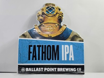 Fathom IPA Embossed Tin Beer Sign Ballast Point Brewery Nautical Deep Sea Diving