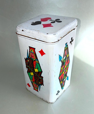Vintage 50er Jahre Blechdose Spielkartenmotive  Saturnus Jugoslawien