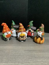 Fall Garden Thanksgiving Gnome D cor Figurines Greenbrier Resin 5  Set