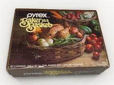 Vintage PYREX Baker In A Basket - 2 Quart Dish With Basket  - New In Box