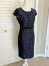 NWT Liz Claiborne | Dark Purple & Black Illusion Sheath Dress Size 10
