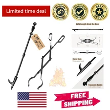 Compact 26" Fireplace Tongs & 32" Poker Set - Durable and Portable Fire Tools