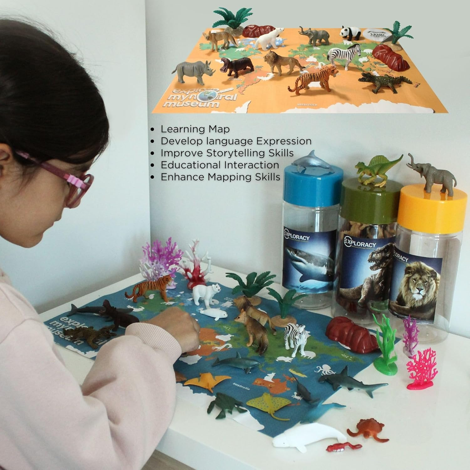 Narratoys Safari Animal Figures Set With Audio Stories - 6 Jungle Animals For Toddlers