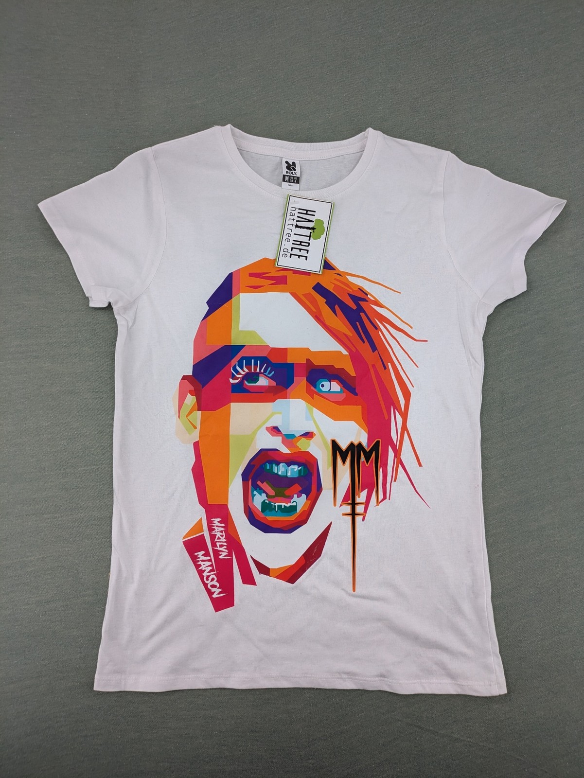 Marilyn Manson Damen T-Shirt Gr. M Weiss Hattree Rock Band Shirt Baumwolle