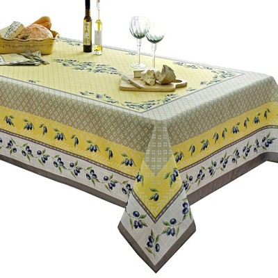 Home Bargains Plus Rectangle Fabric Tablecloth 52 X 70 Inch Olivier Yellow And