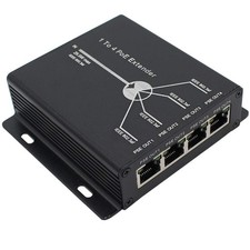 POE Extender RJ45 4-Port 10/100M IEEE802.3at Power-in to IEEE802.3af Power...