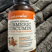 NatureWise, Organic Turmeric Curcumin, 180 Vegan Capsules