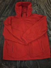 Lands' End Yamaha Red Hooded Windbreaker Jacket XXL 50-52 Embroidered Logo Zip