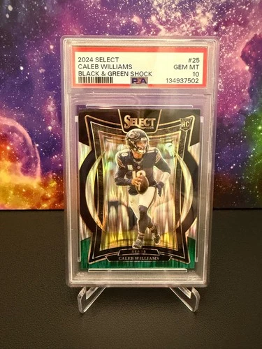 Caleb Williams 2024 Panini Select Black & Green Shock Rookie Card PSA 10