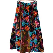 Vintage Womens Size 40 S/M Bohemian Patchwork Velvet Velour Hippie Midi Skirt