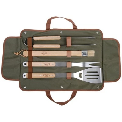 ESSCHERT DESIGN Grillbesteck Set mit Tasche Grillzubehör Grillzange Pinsel Gabel Grillwender