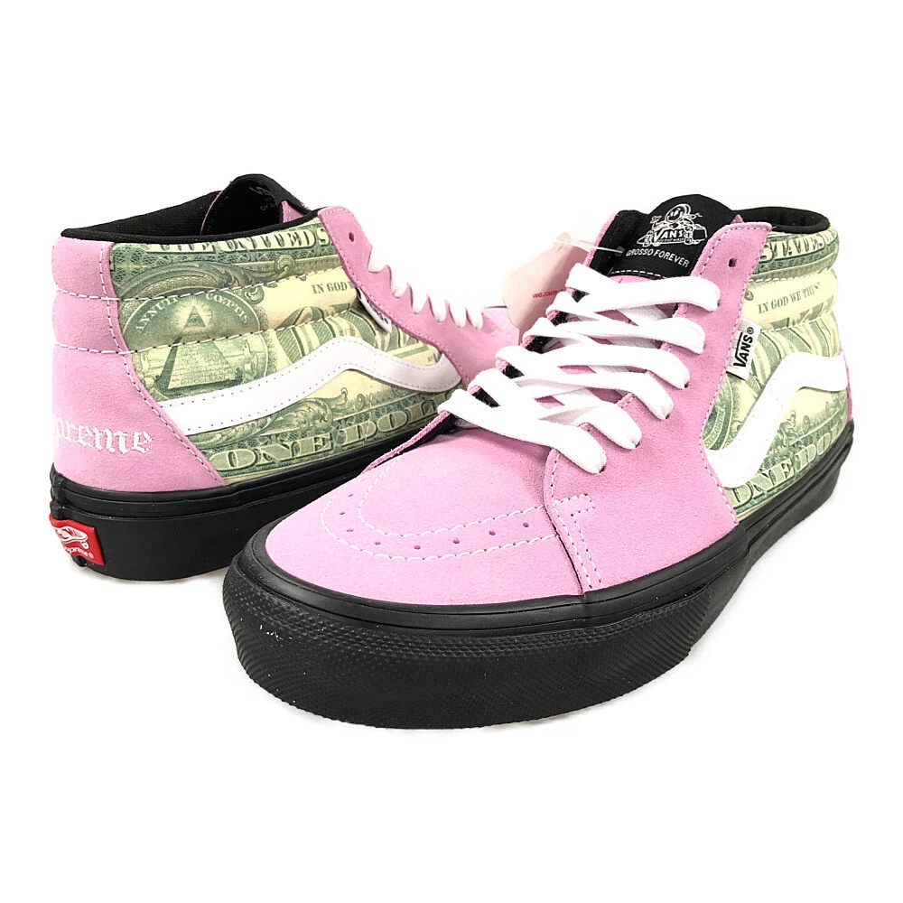 SUPREME x VANS 23SS Dollar Skate Grosso Mid sneakers pink US9