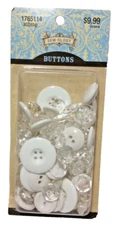 Sew-Ology Buttons 3oz Pack White And Clear
