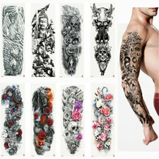 2021New Full Flower Arm Tattoo Sticker Skeletons and Roses Temporary Body Paint