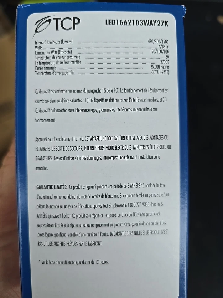 TCP Ligth Bulb LED A21 - 3-Way - 4W/8W/16W - 2700K - LED16A21D3WAY27K - Image 3 of 4