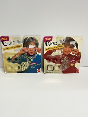 Vintage Mattel Color Clicks Add Ons Gem Links  1986 Blue & Red Dress Up Toy Lot